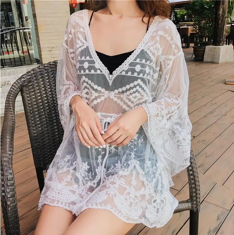 

Women lace poncho sexy beach bikini cover up, Show as picture or customized