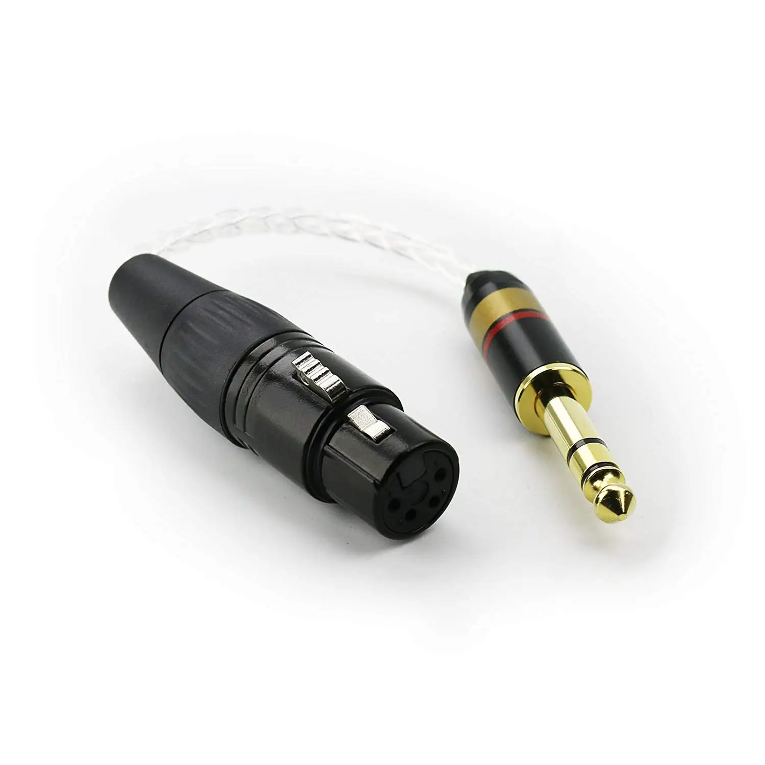 KK Cable SX-TT HiFi 6.35mm Male to 4-pin XLR Female Balanced Headphone TRS Audio Adapter for 4-pin XLR Male Headphone Cable Silver Plated Cable SX-TT
