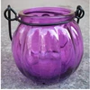 Colorful 250ml 8oz hanging glass candle lantern with metal handle