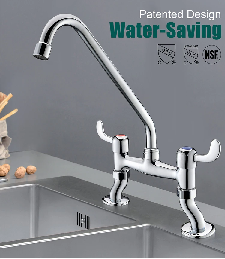 Best Commercial Dual Handle Deck Mount Kitchen Sink Mixer Taps