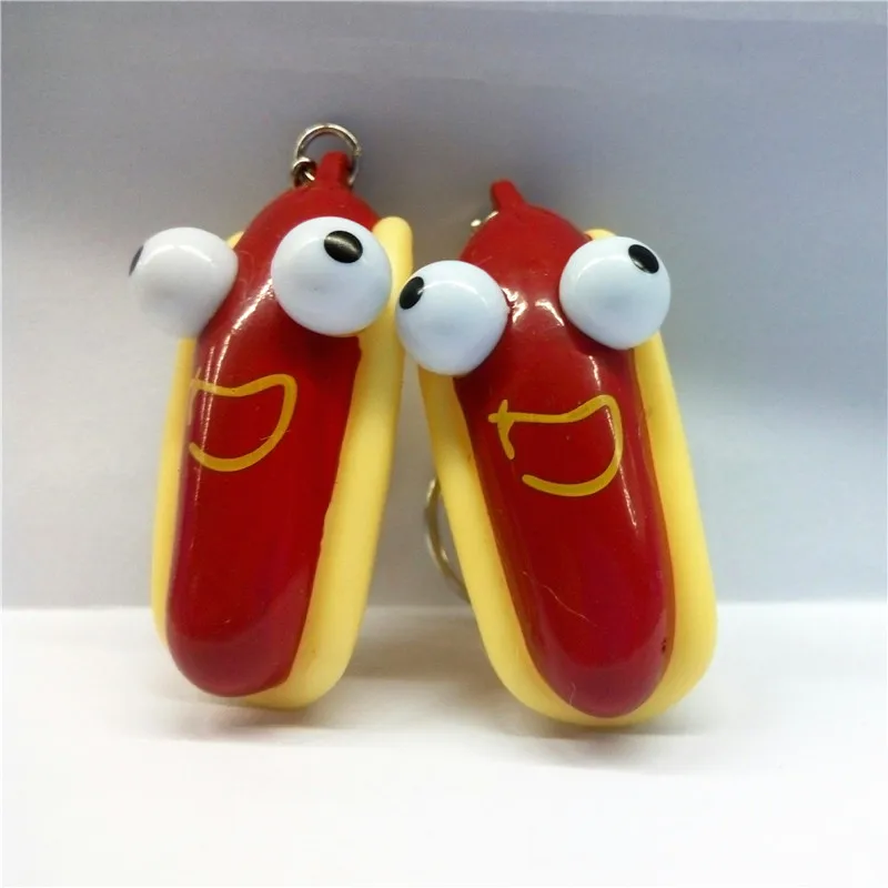 3d eyes popper sausage vinyl keychains custom squeeze hot dog