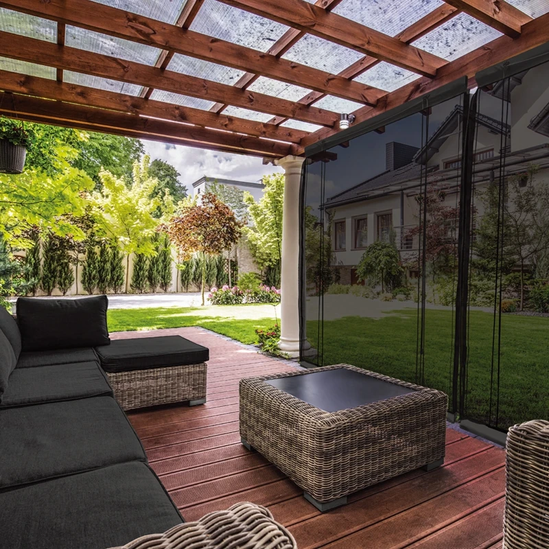 

Transparent PVC windproof outdoor garden patio roller blind with zippers, Customized