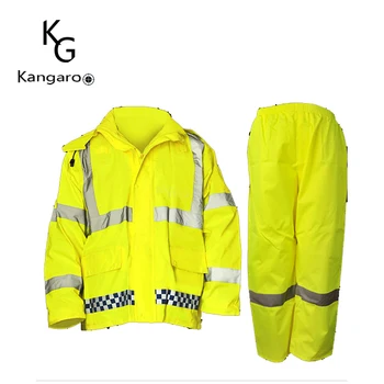 Capa De Chuva Brilhante Reflexiva Amarela Personalizada Em Tecido