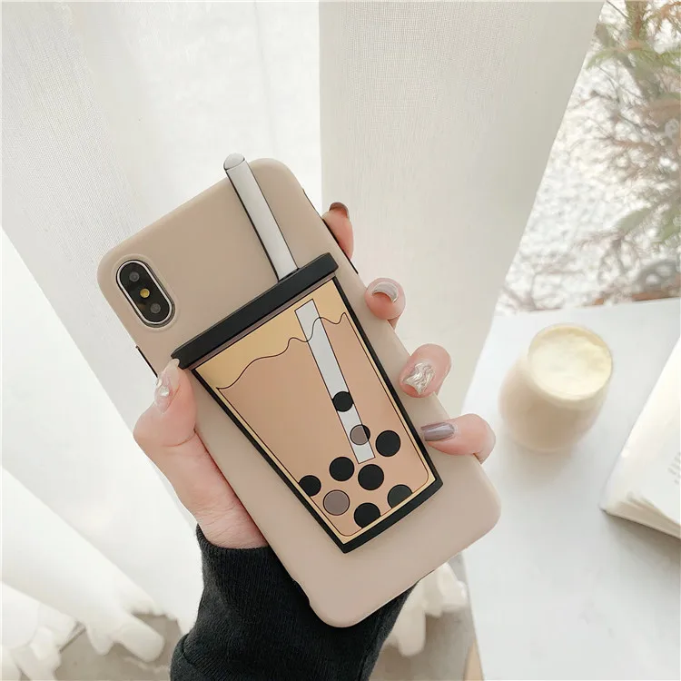 3D Cute Pearl Milk Tea Silicone Phone Case For iPhone 11 Pro MAX