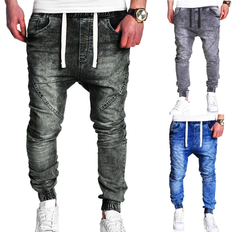 

Elastic bottom/waist/high waist slim fit denim jogger narrow leg homme pants jeans for men, Picture