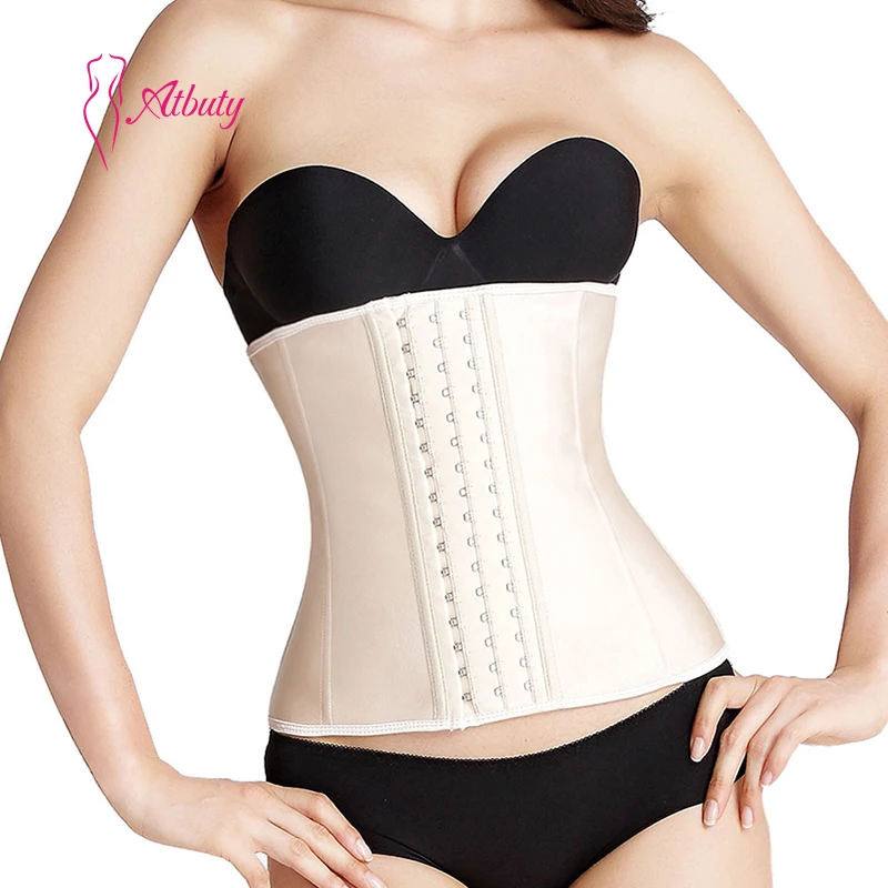 

Sexy Latex Steel Bone Nude Short Waist Trainer Plus Size Corset