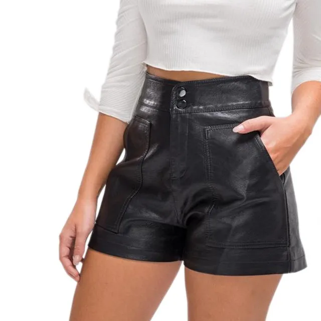 womens leather shorts