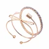 Fashion Arrow cuff bangle bow charm crystal bead expandable bracelet set