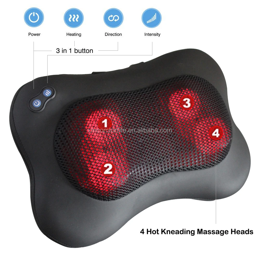 Comfort Supplies Shiatsu Massager Cushion With Heat Deep Tissue Kneading Massage Pillow For Neck 2083