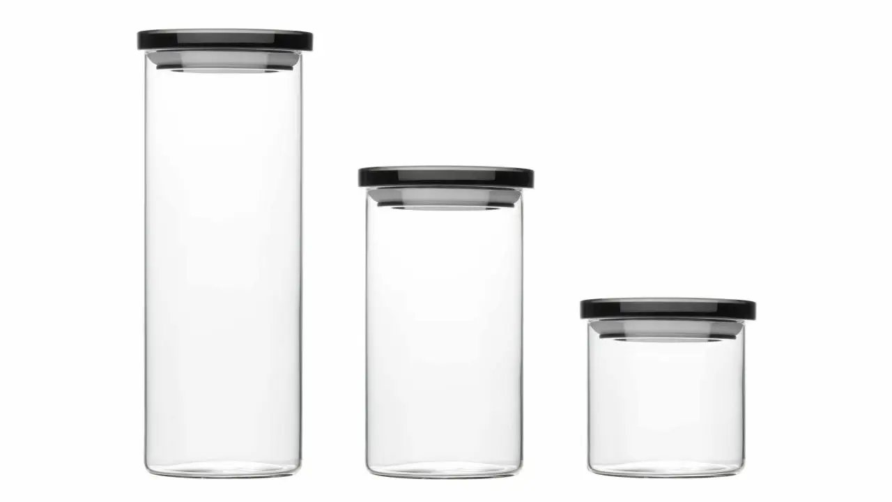 Tall Crystal Clear Heat Resistant Glass Jars With Stainless Steel Lids