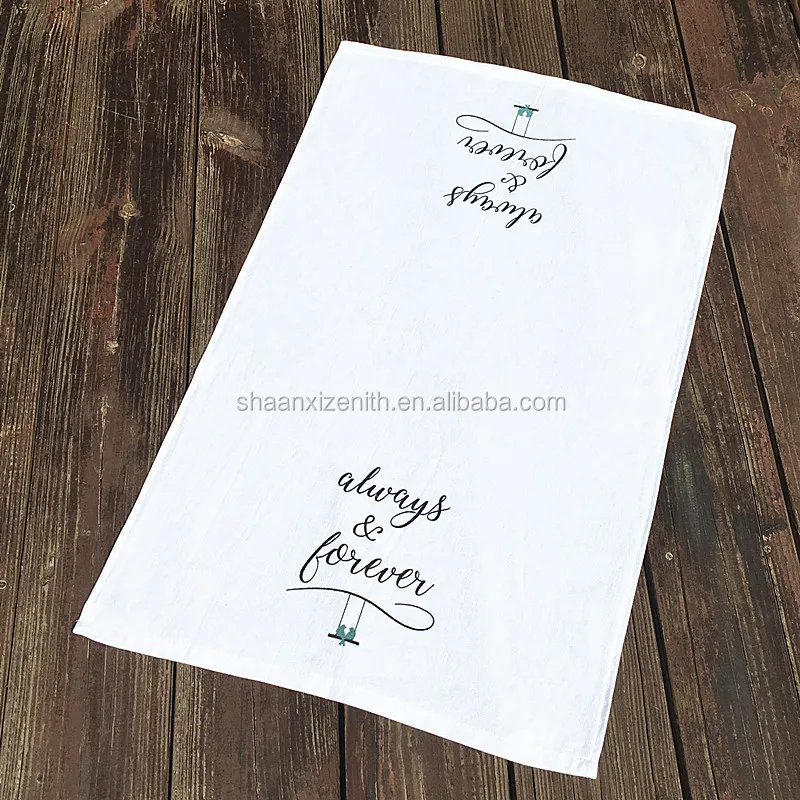 Wholesale 100% polyester cotton blank sublimation tea towel for printing white flour sack kitchen tea towels