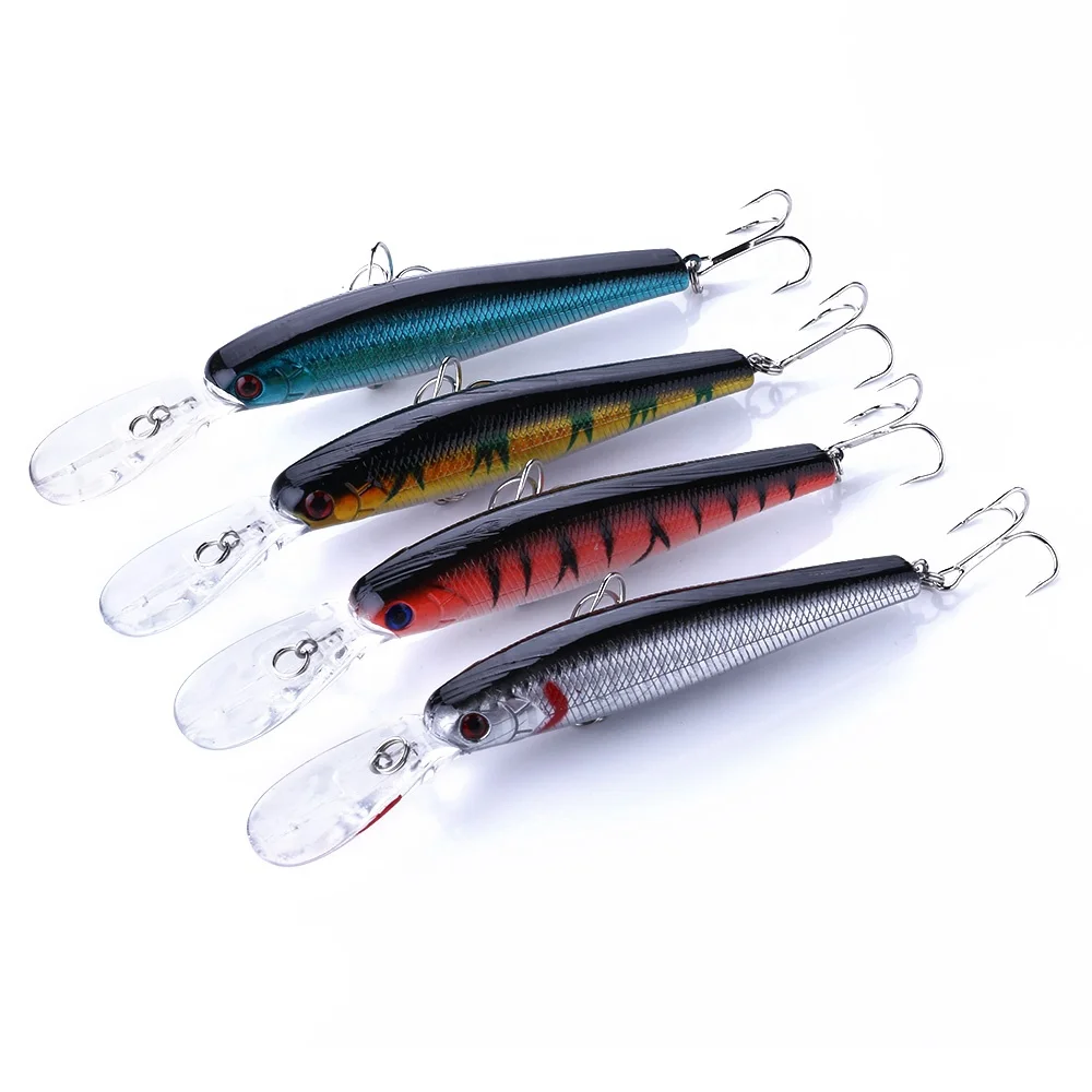 

12.5CM 14G 4# hooks rubber hard plastic baits Minnow fishing lures