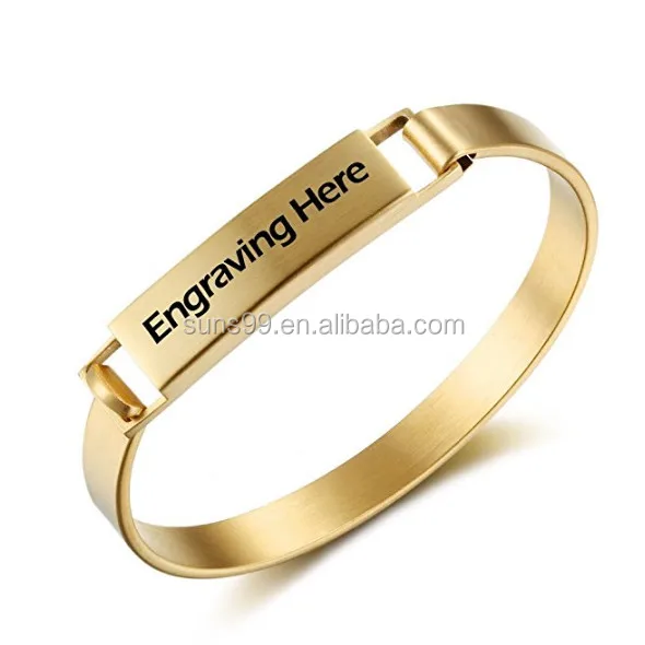 Personalized Engraved Stainless Steel Name Bracelets Men Jewellery Custom S Bangle 2 Color Bracelet Stretch Colorful Hinged Product On Alibaba Personalized Engraved Stainless Steel