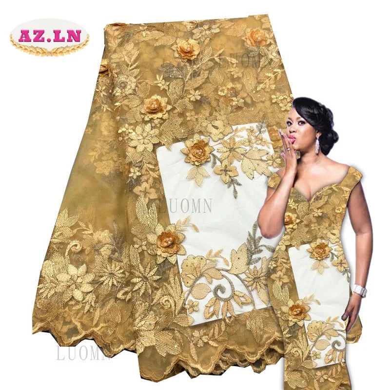 

hot fashion African tulle lace fabrics 2018 3d flower lace fabric A076