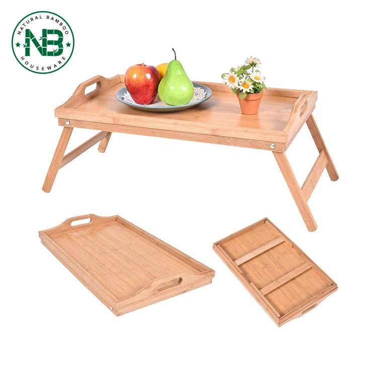 Portable Fancy Bamboo Laptop Desk Table Serving Bed Trays With Folding ...