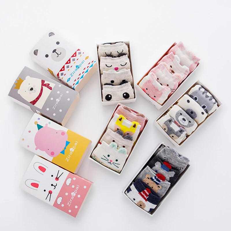

custom kids cotton cute gift for newborn baby socks in box packing