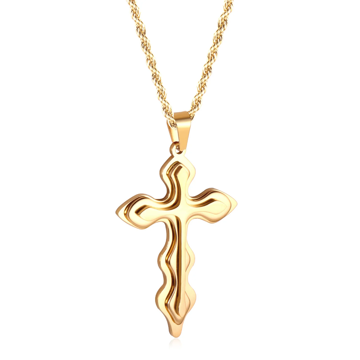 

2019 new design stainless steel necklace with cross pendant without chain, Gold/silver