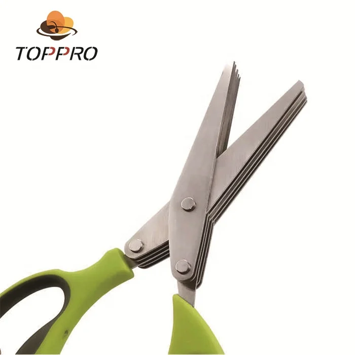
TOPPRO Stainless Steel kitchen 5 blades herb scissors shears 