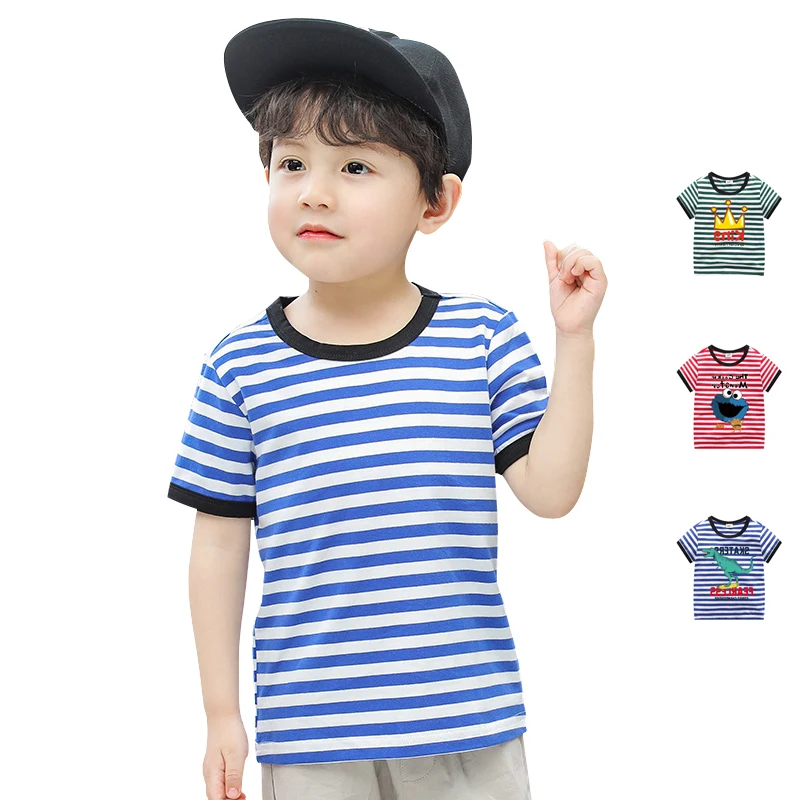 

2020 Summer Kids Cotton Short Sleeve Shirts Striped T Shirt For Boys