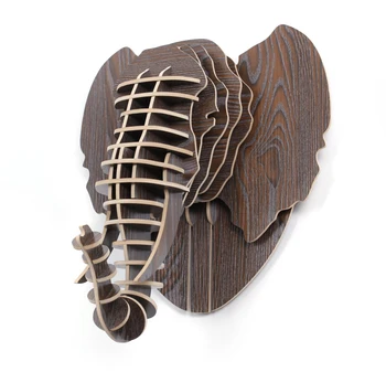 Home Wall Mounted Wooden Elephant Head Decoration Carved Home Wall Mounted Wooden Elephant Head Decoration