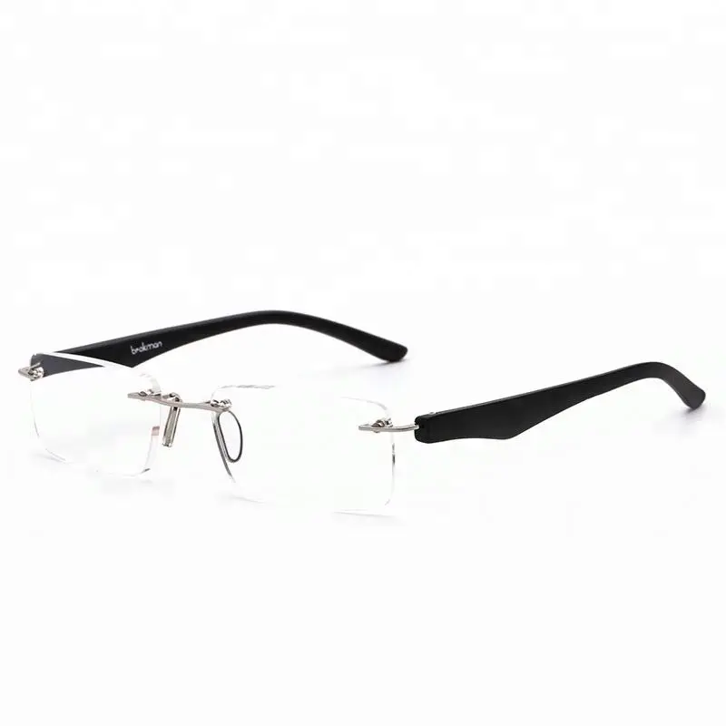

JH Ultralight Prescription Eyeglasses Anti Glare Mens Rimless Reading Glasses, Customize color