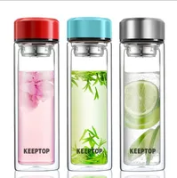 

Double wall high borosilicate glass water bottle with tea infuser