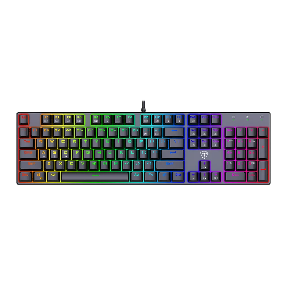 

New T-DAGGER T-IGK306 Wired 104 keys RGB LED Backlit Ergonomic Mechanical Gaming Keyboard, Black color