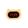 stylish silicone case bear shape nightlight feature alarm clock with lovely expression sounds