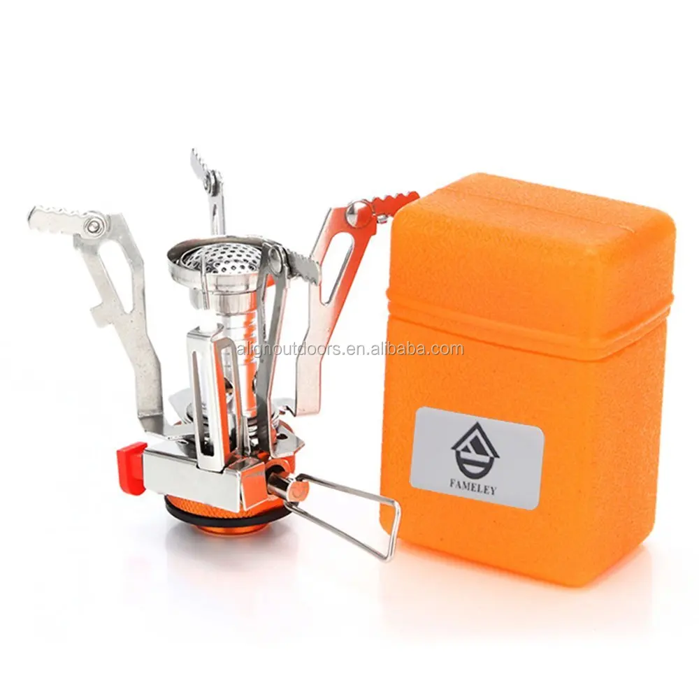 

Outdoor Picnic Gas Burner Portable Backpacking Camping Hiking Mini Stove, Silver