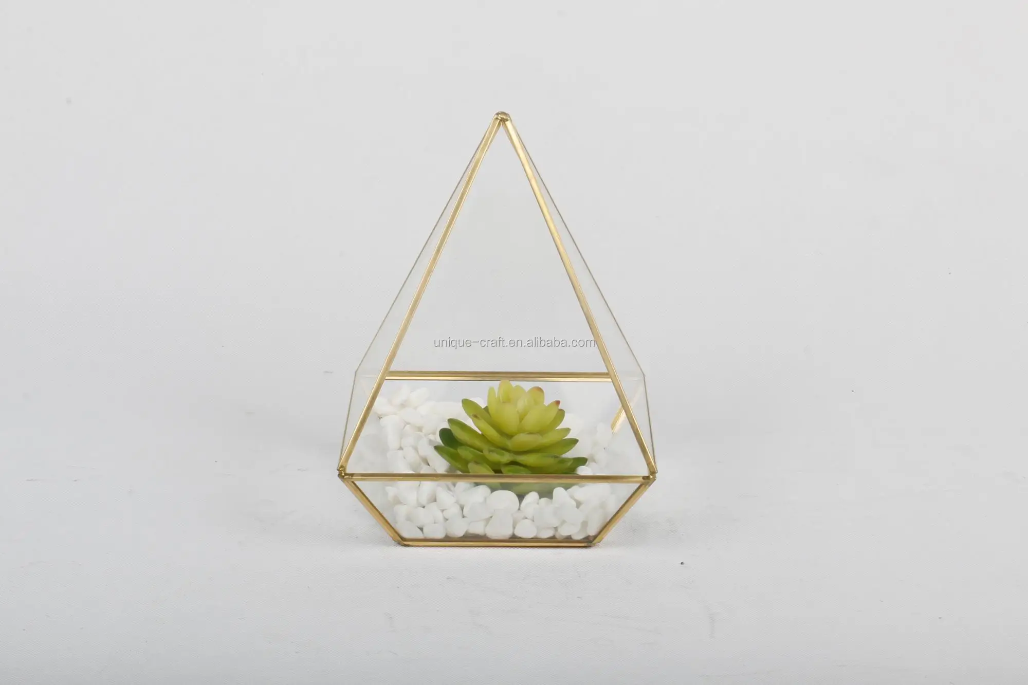 Hanging Glass Pyramid Terrarium Gold Geometric Pots for Succulent Air Plants