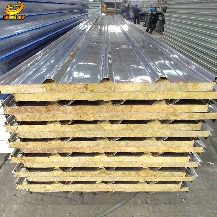 
50mm 100mm 150mm insulated rock wool sandwich panel for wall roof  (60679160286)
