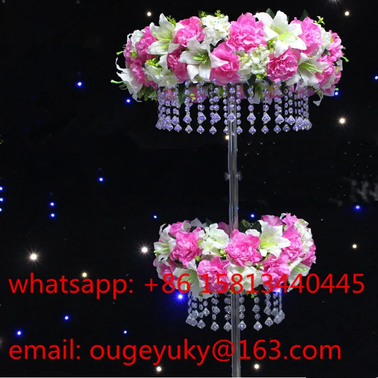 Two Tiers Crystal Chandelier Flower Stand Wedding Aisle Decor Two Tiers Crystal Chandelier Flower Stand Wedding Aisle Decor Centerpieces For Stage Decoration