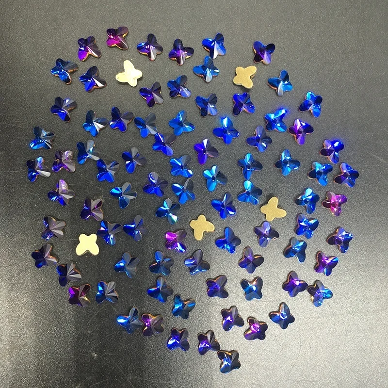 

C&Y Butterfly Shape Blue Purple Flame Crystal Non Hotfix Rhinestone Buckles Bulk Wholesale