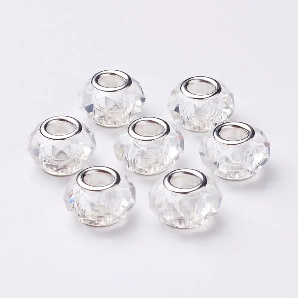 

PandaHall Handmade Silver Color Brass Core Glass European Beads