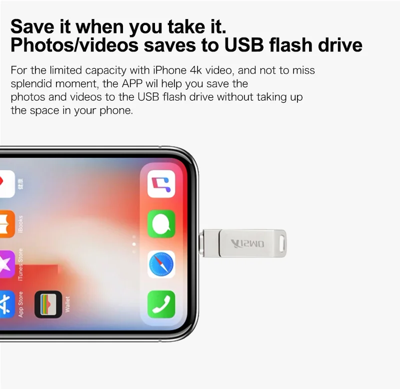 Kismo Metal USB Flash Drive Mini U Disk OTG Pen Drive For iphone 6 7 8 Plus 6S 5S 5C iPad Mini Air 2 - ANKUX.COM