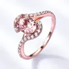 Female 180 Nano Dainty Jewelry 925 Sterling silver Rose Gold Plated Waved Morganite Rings Vintage Engagement Ring Diamond