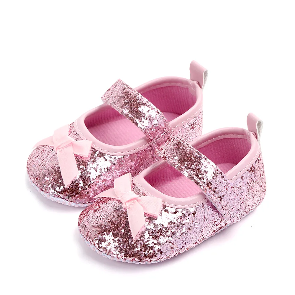 

New arrival bling soft sole cheap baby girl shoes, Pink/gold