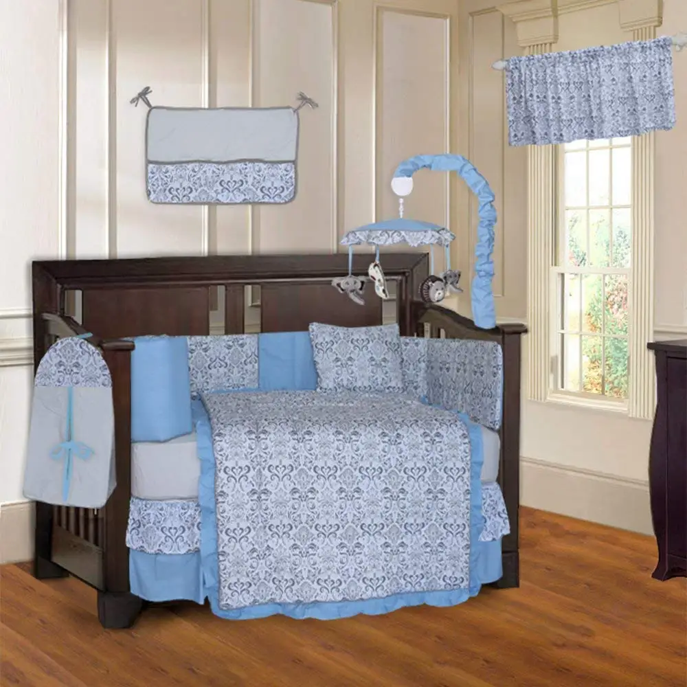 Buy BabyFad Damask Turquoise 10 Piece Baby Crib Bedding ...