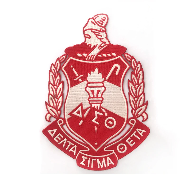 

3inch 100% Embroidery Delta Sigma Theta Custom Iron On Patches Embroidery for Clothing, Pantone number