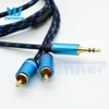 High quality 3.5mm Stereo to 2RCA audio Cable connect phone/computer to Speaker and Amplifier