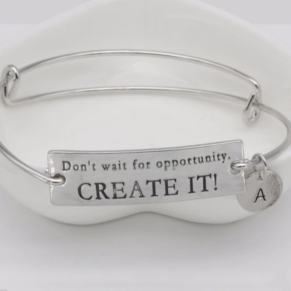 

Personalized Bangle Men Jewelry Don't wait the Opportunity Create it Letter Bracelet Dropshipping YP0033, N/a