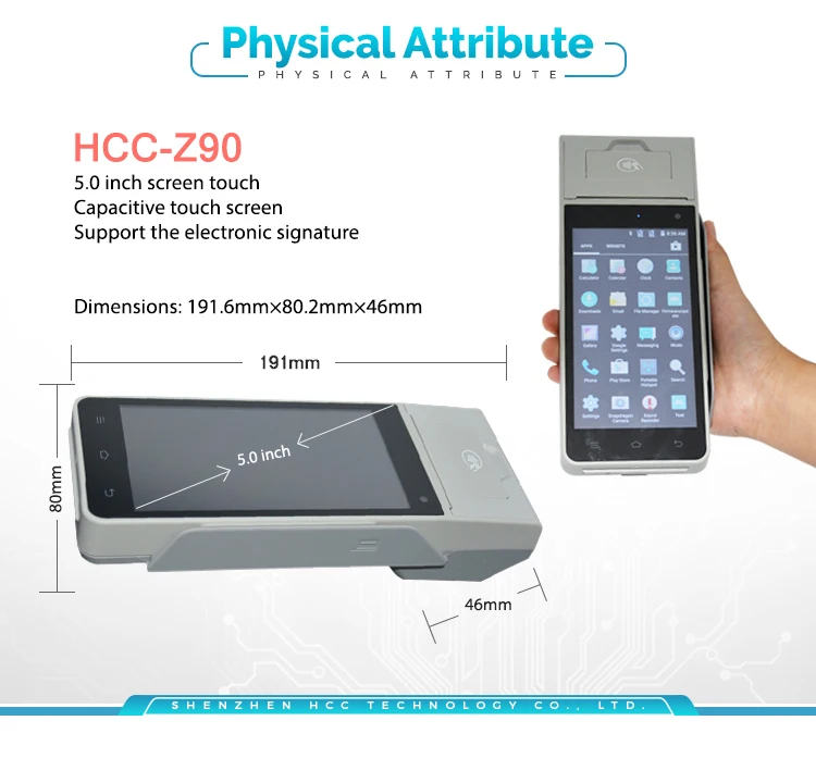 Top Mobile Wireless Android 7.0 POS Terminal Bank Payment System Credit Card  Machine with 4G WIFI Bluetooth HCC-Z90 1