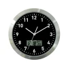 Brushed Aluminium Wall Clock With LCD Stick For Temperature And Humidity