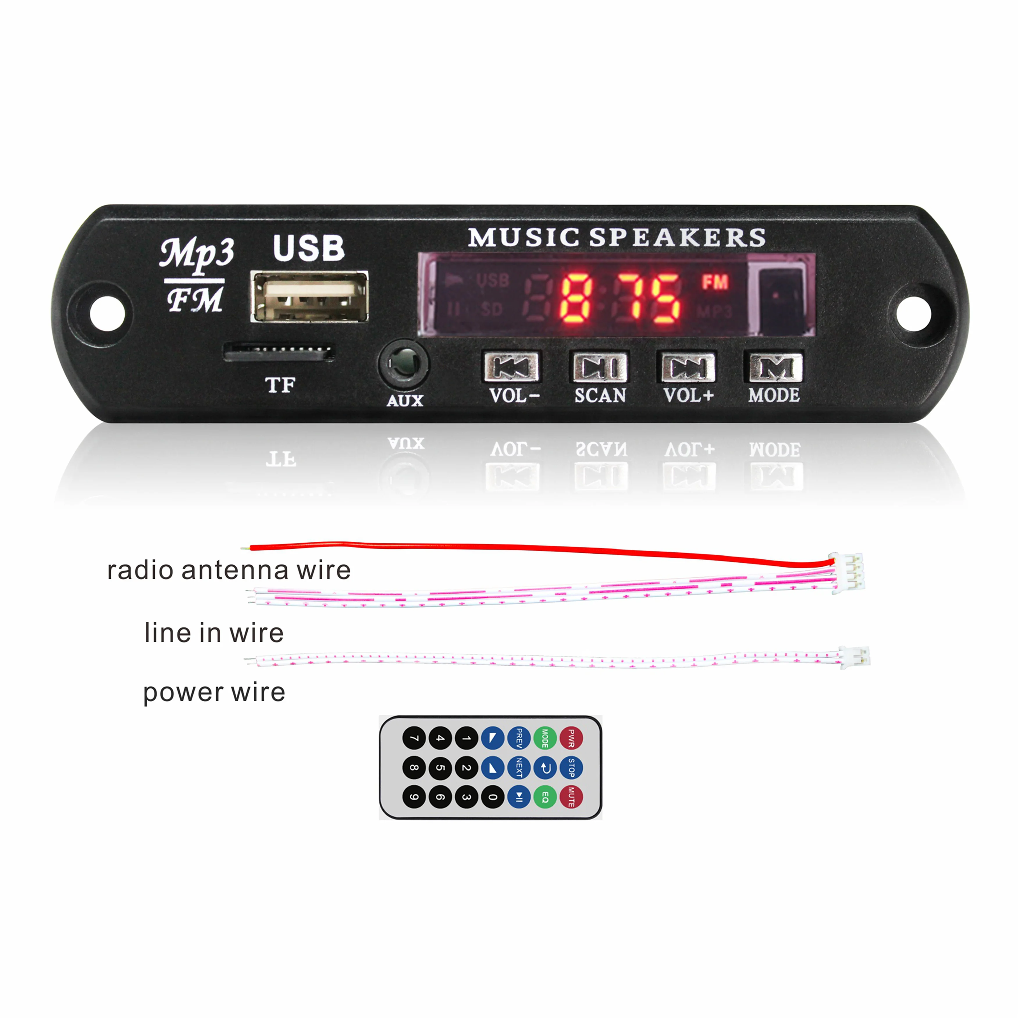 

5V 12V Electronic Reading Radio SD Card FM Circuit Sound Panel Display Board PCB, USB Module Car Mp3 Player Audio Decoder Board