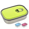 3 pcs set rectangle plastic lid seal leakproof school kids stainless steel food storage container