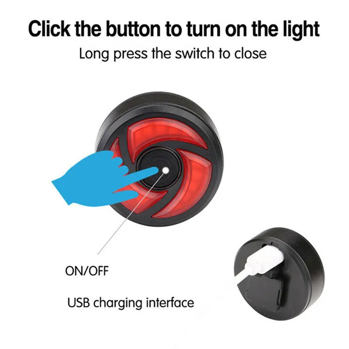 Waterproof cycle Accessories USB Rechargeable 6 Mode Bike Rear Led Red Cob Bicycle Tail Light