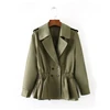 woman clothing: autumn new waist Lapel long sleeve short windbreaker jacket