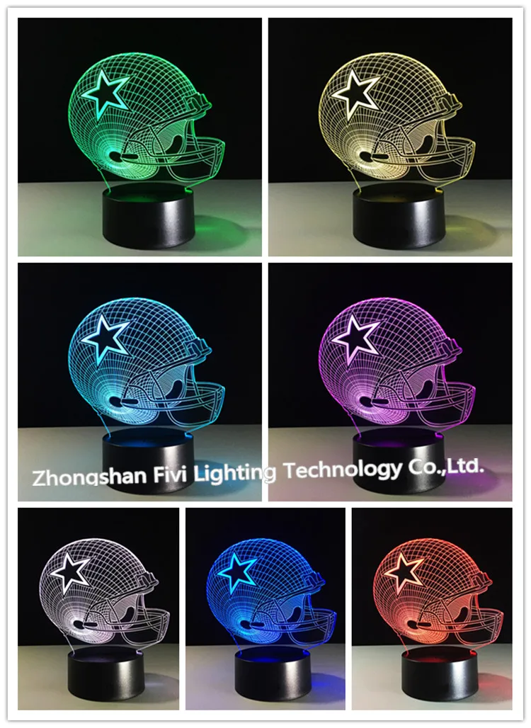 Fancy&Fantasy NFL Dallas Cowboys Helmet 3D Acrylic LED Night light