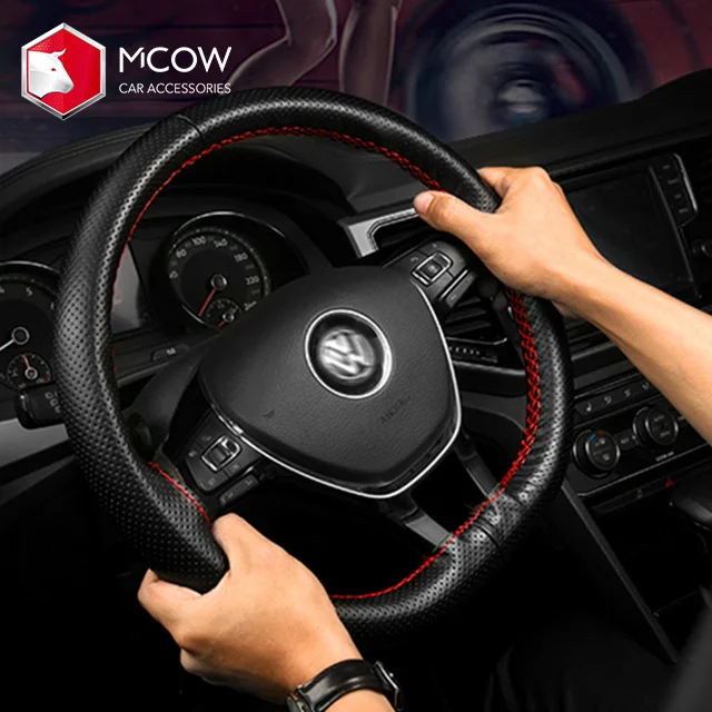 
Fashion Breathable Hand-stitched Hand Sewing Cow Leather Steering Wheel Cover 