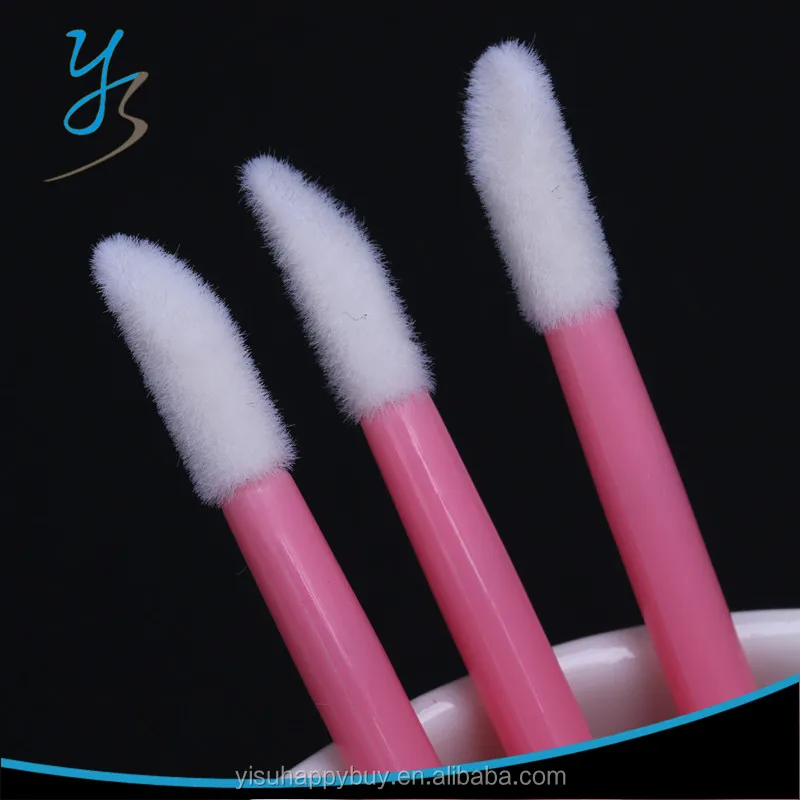 

professional disposable lip brush for beauty smooth lips, Pink handle + white brush hair